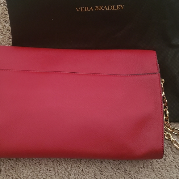 NWT Vera Bradley red leather Harper clutch